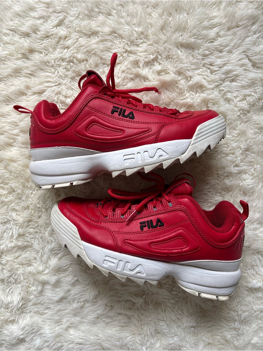 Fila Women's Red Chunky Platform Sneakers